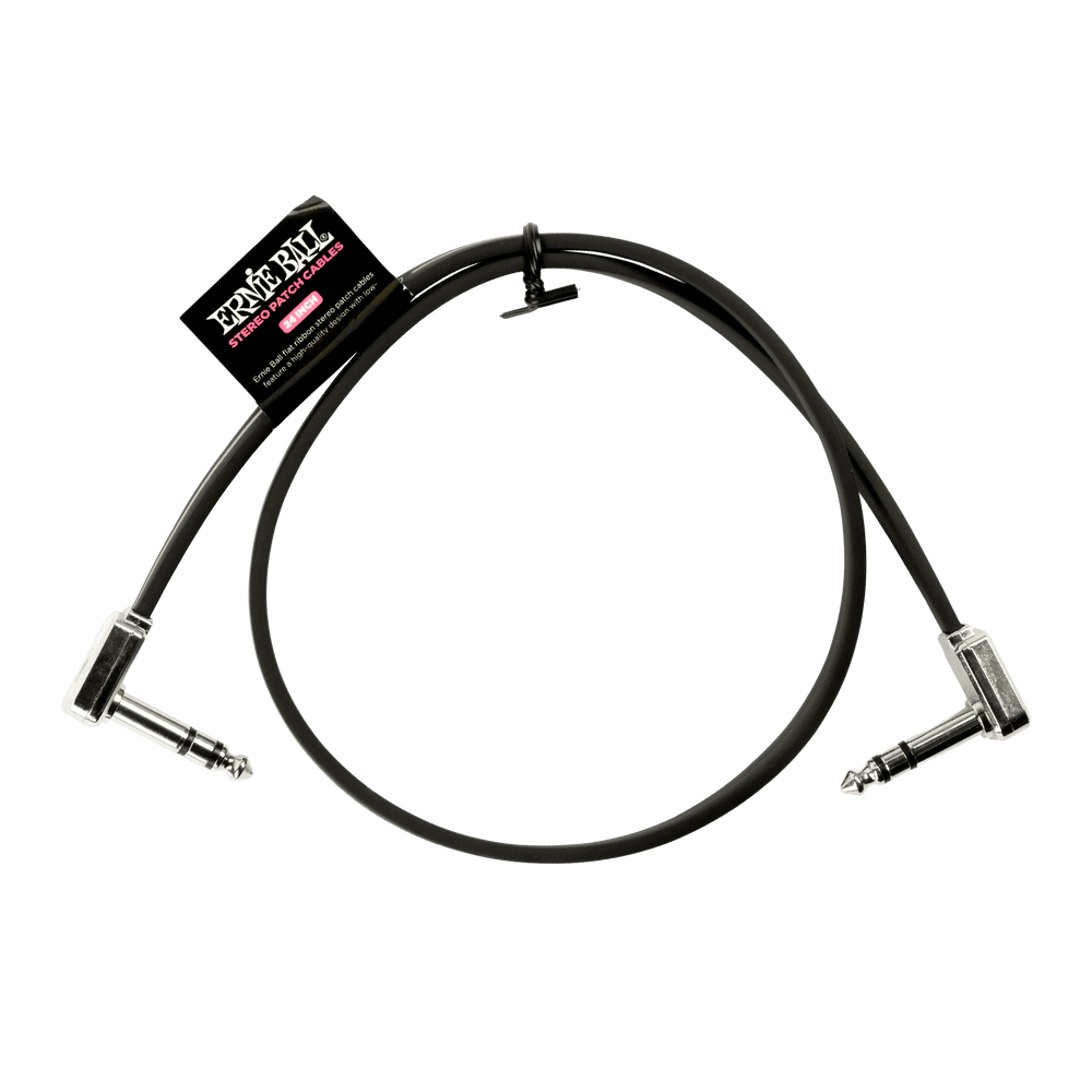 Ernie Ball 24 Flat Ribbon Stereo Patch Cable Black Single-Buzz Music