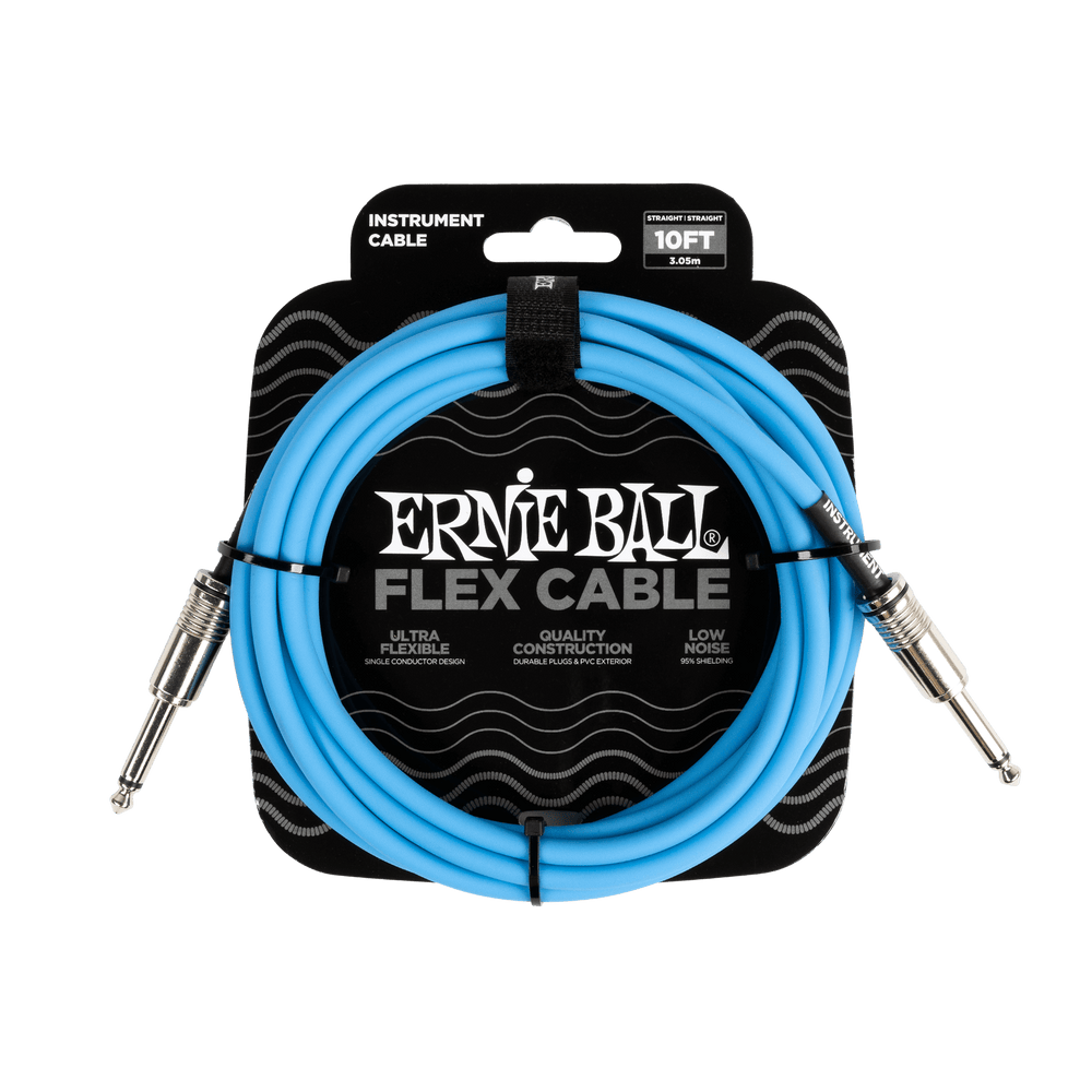 Ernie Ball Flex Instrument Cable Straight/Straight 10Ft - Blue-Buzz Music