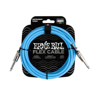 Ernie Ball Flex Instrument Cable Straight/Straight 10Ft - Blue-Buzz Music