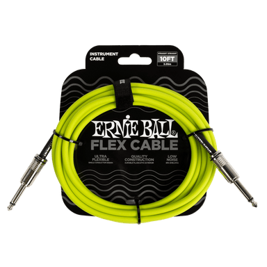 Ernie Ball Flex Instrument Cable Straight/Straight 10Ft - Green-Buzz Music