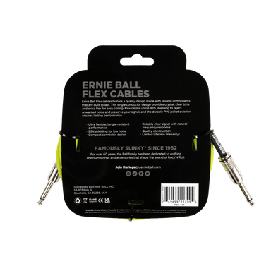 Ernie Ball Flex Instrument Cable Straight/Straight 10Ft - Green-Buzz Music