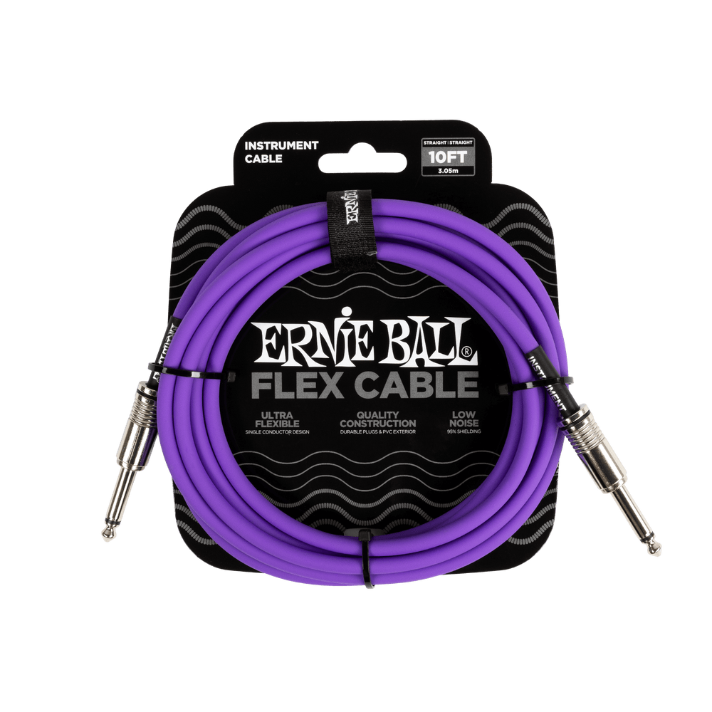 Ernie Ball Flex Instrument Cable Straight/Straight 10Ft - Purple-Buzz Music