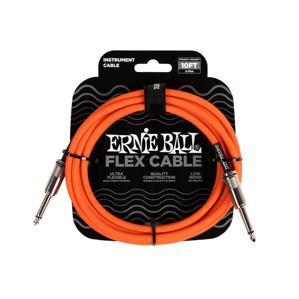 Ernie Ball Flex Instrument Cable Straight/Straight 10Ft - Orange-Buzz Music