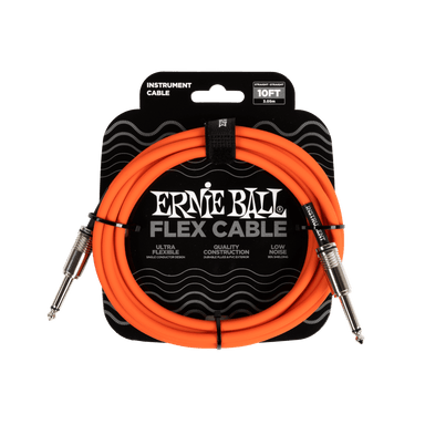 Ernie Ball Flex Instrument Cable Straight/Straight 10Ft - Orange-Buzz Music