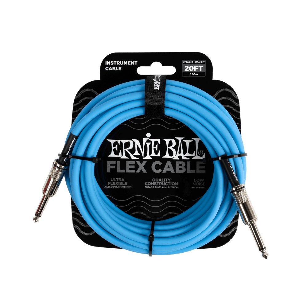 Ernie Ball Flex Instrument Cable Straight/Straight 20Ft - Blue-Buzz Music