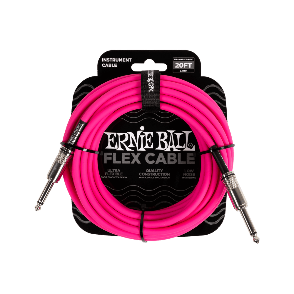 Ernie Ball Flex Instrument Cable Straight/Straight 20Ft - Pink-Buzz Music