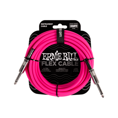 Ernie Ball Flex Instrument Cable Straight/Straight 20Ft - Pink-Buzz Music