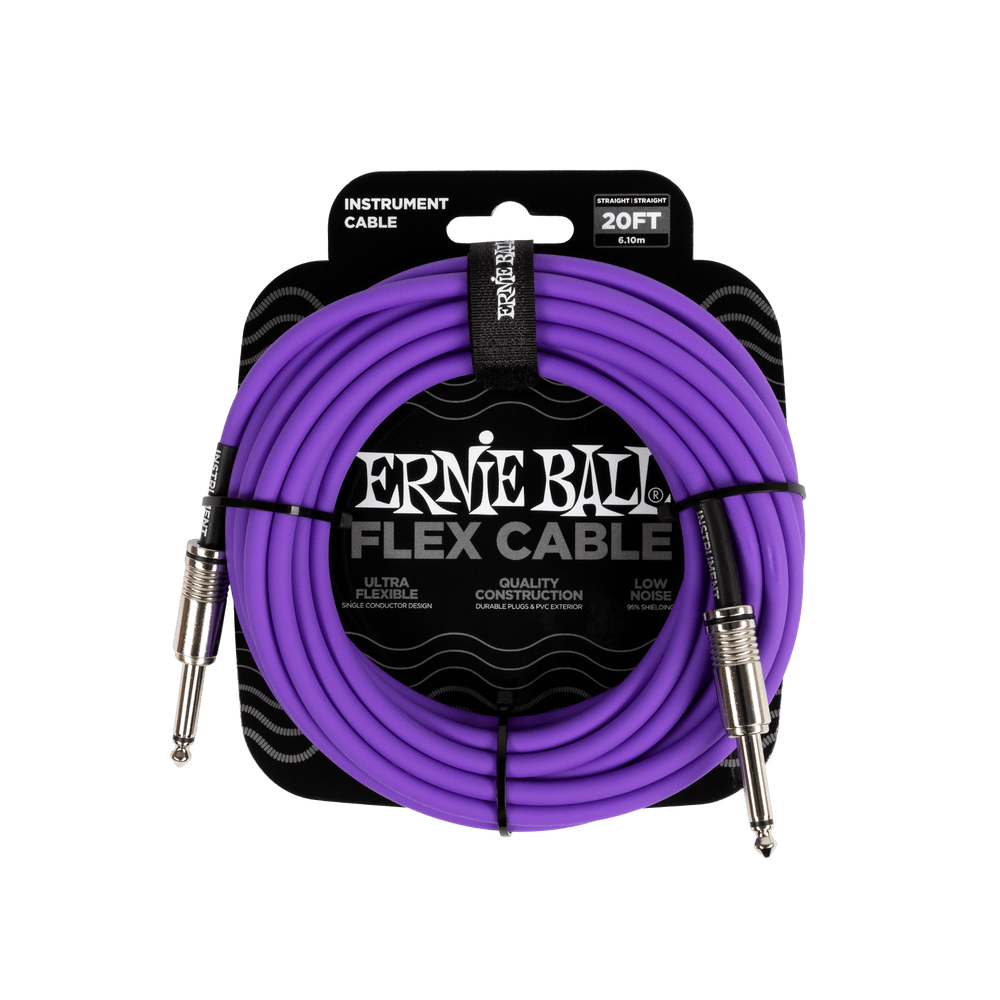 Ernie Ball Flex Instrument Cable Straight/Straight 20Ft - Purple-Buzz Music