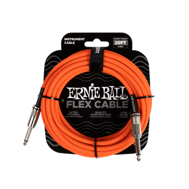 Ernie Ball Flex Instrument Cable Straight/Straight 20Ft - Orange-Buzz Music