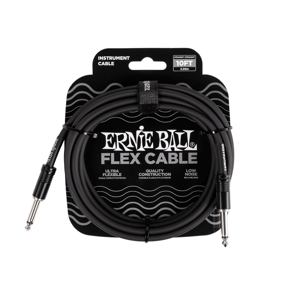 Ernie Ball Flex Instrument Cable Straight/Straight 10ft - Black-Buzz Music