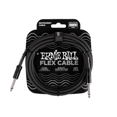 Ernie Ball Flex Instrument Cable Straight/Straight 10ft - Black-Buzz Music