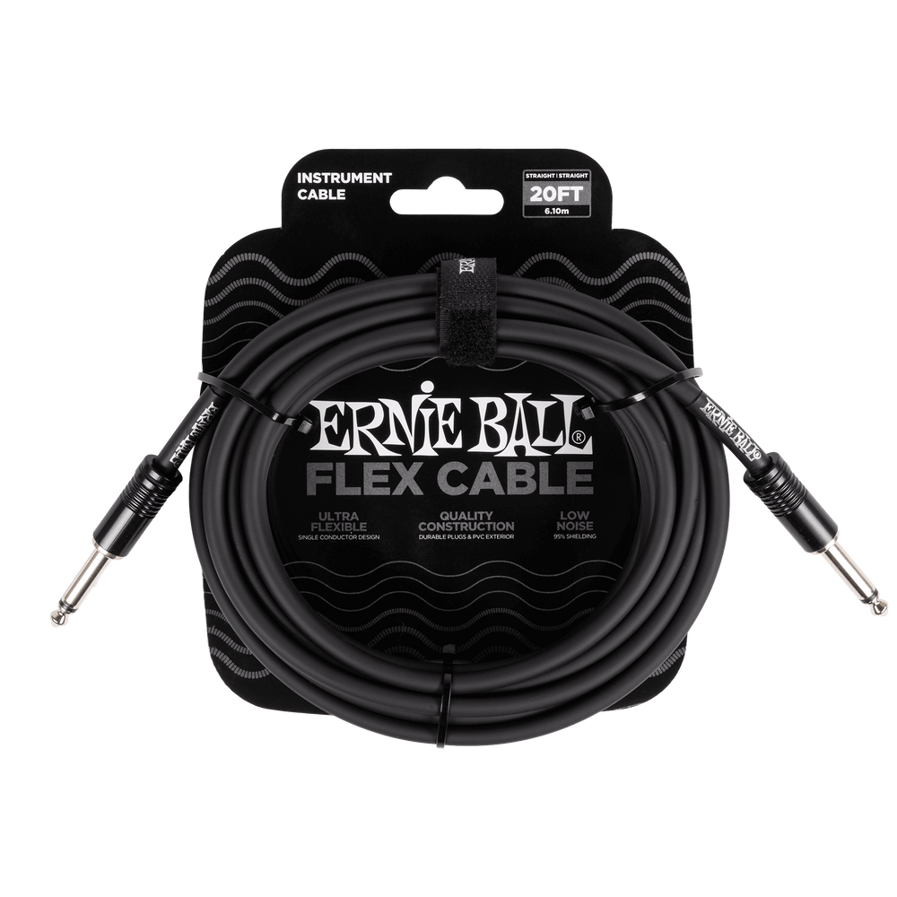 Ernie Ball Flex Instrument Cable Straight/Straight 20ft - Black-Buzz Music