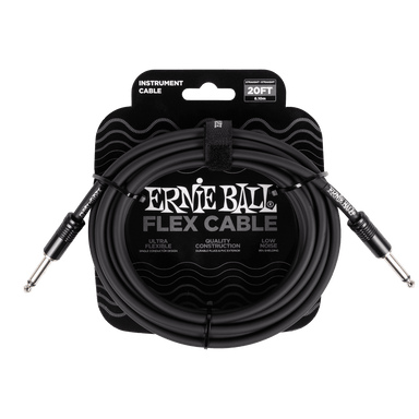 Ernie Ball Flex Instrument Cable Straight/Straight 20ft - Black-Buzz Music