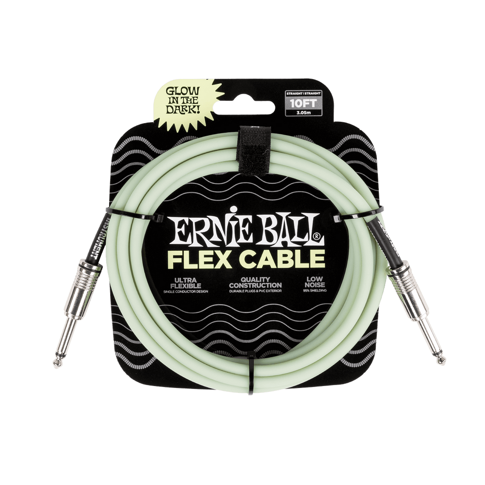 Ernie Ball Flex Instrument Cable Straight/Straight 10ft - Glow in Dark-Buzz Music