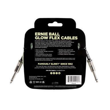 Ernie Ball Flex Instrument Cable Straight/Straight 10ft - Glow in Dark-Buzz Music