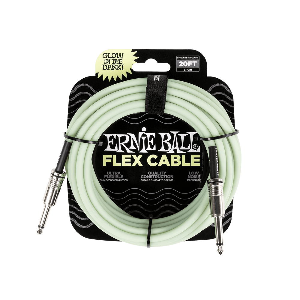 Ernie Ball Flex Instrument Cable Straight/Straight 20ft - Glow in Dark-Buzz Music