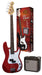 SX SB2SKCAR - PB Style Bass and Amp Pack – Candy Apple Red - SX Bass, 15 Watt Bass Amp, Clip-On Tuner, Gig Bag, Strap, Lead, FREE Online Lessons-Buzz Music