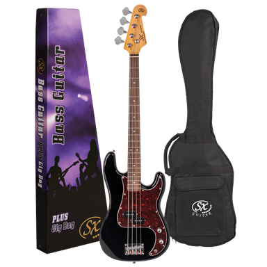 SX SPB62B - Vintage Style Bass – Black - SX Bass, Padded Bag, FREE Online Lessons-Buzz Music