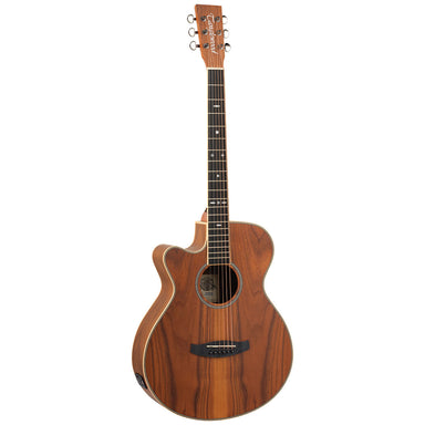 Tanglewood Reunion Pro All Figured Black Walnut Solid Top Super Folk Cutaway Electric Left Hand-Buzz Music