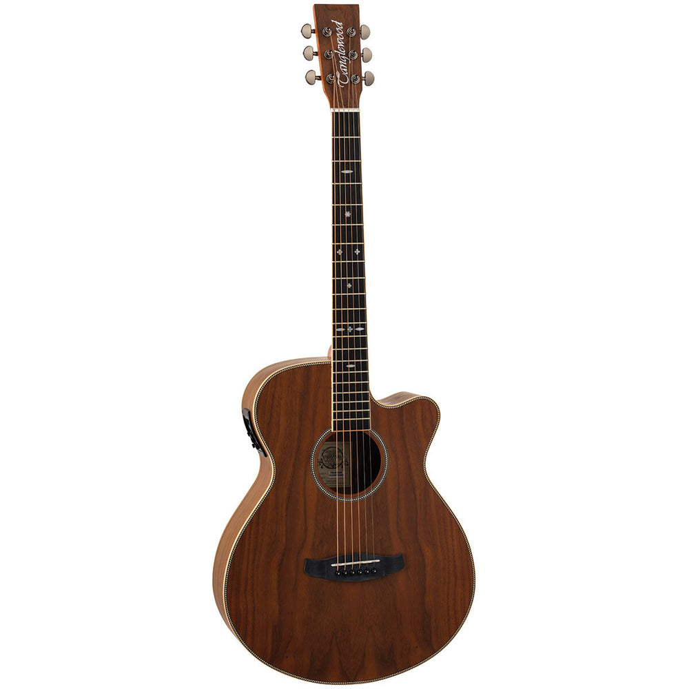 Tanglewood Reunion Pro All Figured Black Walnut Solid Top Super Folk Cutaway Electric-Buzz Music