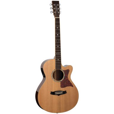 Tanglewood TW45RE Sundance Reserve All Solid Superfolk Cutaway Electric Natural Cedar Top with Case-Buzz Music
