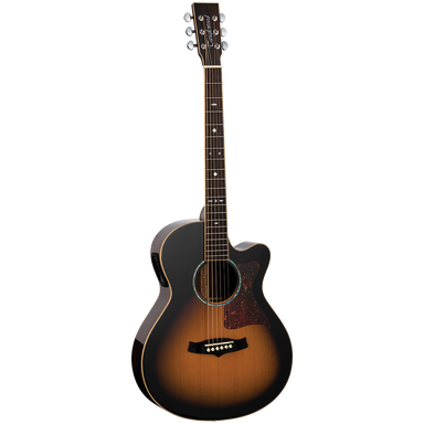 Tanglewood TW45RVSE Sundance Reserve All Solid Superfolk Cutaway Electric Vintage Burst Cedar Top with Case-Buzz Music