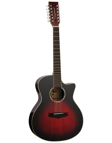 Tanglewood Winterleaf Pro Venetian Cutaway Electric 12-String Vintage Burst-Buzz Music