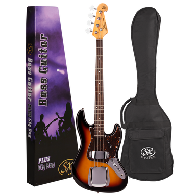 SX VEJ62TS - Vintage Style Bass – Tobacco Sunburst - SX Bass, Padded Bag, FREE Online Lessons-Buzz Music