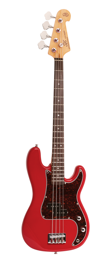 SX VEP34FR - ¾ Size PB Style Bass – Fiesta Red - SX Bass, Padded Bag, FREE Online Lessons-Buzz Music