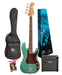 SX VEP34VGN-PK2 - ¾ PB Style Bass and Amp Pack – Vintage Green - SX Bass, 15 Watt Bass Amp,Padded Bag, FREE Online Lessons-Buzz Music