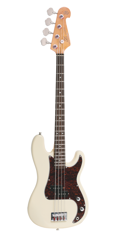 SX VEP34VWH - ¾ Size PB Style Bass – Vintage White - SX Bass, Padded Bag, FREE Online Lessons-Buzz Music