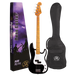 SX VEP57B - Vintage Style Bass – Maple Neck – Black - SX Bass, Padded Bag, FREE Online Lessons-Buzz Music
