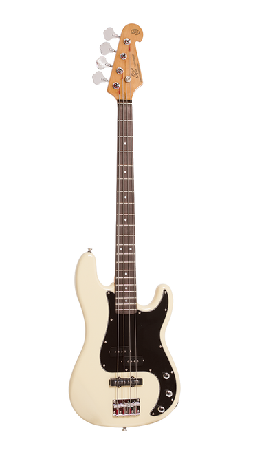 SX VEP62VWH-PK2 - PB Style Bass and Amp Pack – Vintage White - SX Bass, 15 Watt Bass Amp,Padded Bag, FREE Online Lessons-Buzz Music