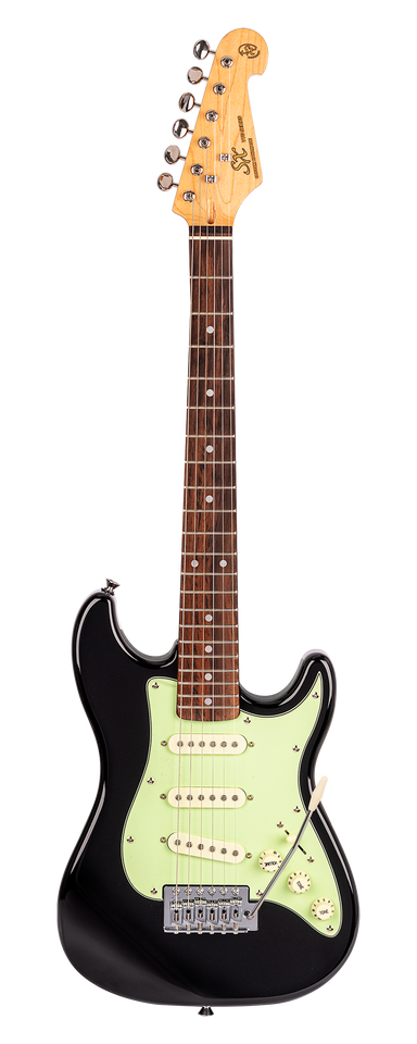 SX VES12B - ½ Size SC Style Guitar Pack – Black - SX Guitar, SX Heavy Duty Padded Bag, FREE Online Lessons-Buzz Music