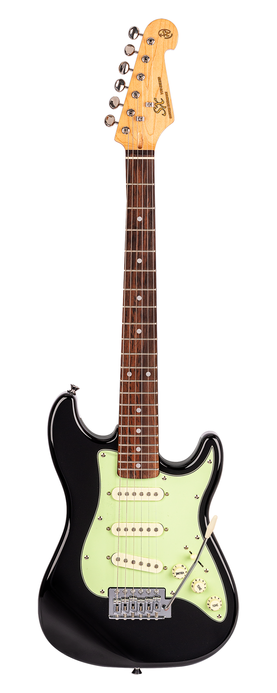 SX VES12B - ½ Size SC Style Guitar Pack – Black - SX Guitar, SX Heavy Duty Padded Bag, FREE Online Lessons-Buzz Music