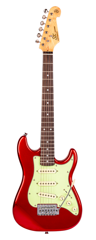 SX VES12CAR - ½ Size SC Style Guitar Pack – Candy Apple Red - SX Guitar, SX Heavy Duty Padded Bag, FREE Online Lessons-Buzz Music