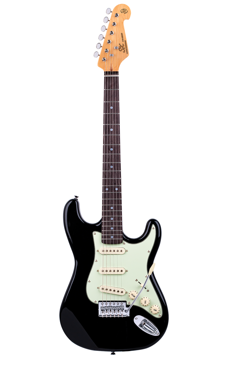 SX VES34B - ¾ Size SC Style Guitar Pack – Black - SX Guitar, SX Heavy Duty Padded Bag, FREE Online Lessons-Buzz Music