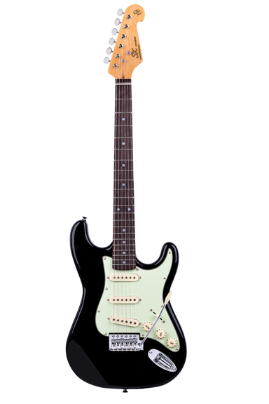 SX VES34B - ¾ Size SC Style Guitar Pack – Black - SX Guitar, SX Heavy Duty Padded Bag, FREE Online Lessons-Buzz Music