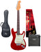 SX VES34CAR-PK2 - ¾ Size SC Style Guitar and Amp Pack – Candy Apple Red - SX Guitar, Laney 15 Watt Amplifier, Padded Gig Bag, FREE Online Lessons-Buzz Music