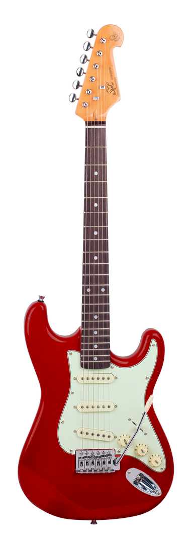 SX VES34CAR - ¾ Size SC Style Guitar Pack – Candy Apple Red - SX Guitar, SX Heavy Duty Padded Bag, FREE Online Lessons-Buzz Music