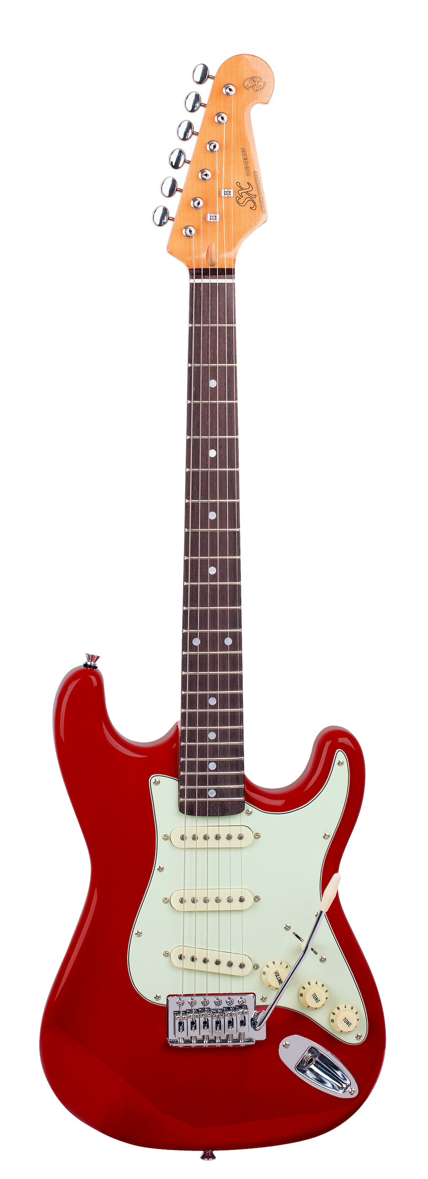 SX VES34CAR - ¾ Size SC Style Guitar Pack – Candy Apple Red - SX Guitar, SX Heavy Duty Padded Bag, FREE Online Lessons-Buzz Music