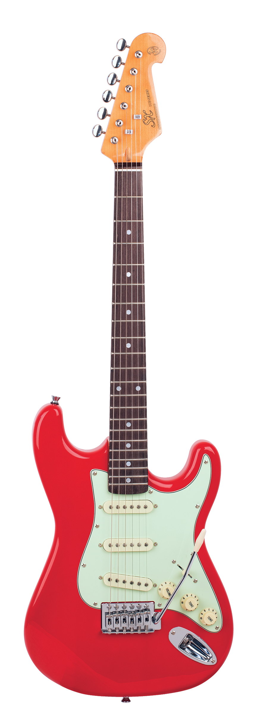 SX VES34FR - ¾ Size SC Style Guitar Pack – Fiesta Red - SX Guitar, SX Heavy Duty Padded Bag, FREE Online Lessons-Buzz Music
