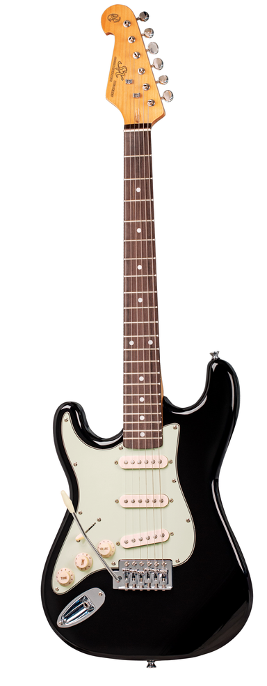 SX VES34LHB - ¾ Size SC Style Guitar Pack – Black – Left Hand - SX Guitar, SX Heavy Duty Padded Bag, FREE Online Lessons-Buzz Music