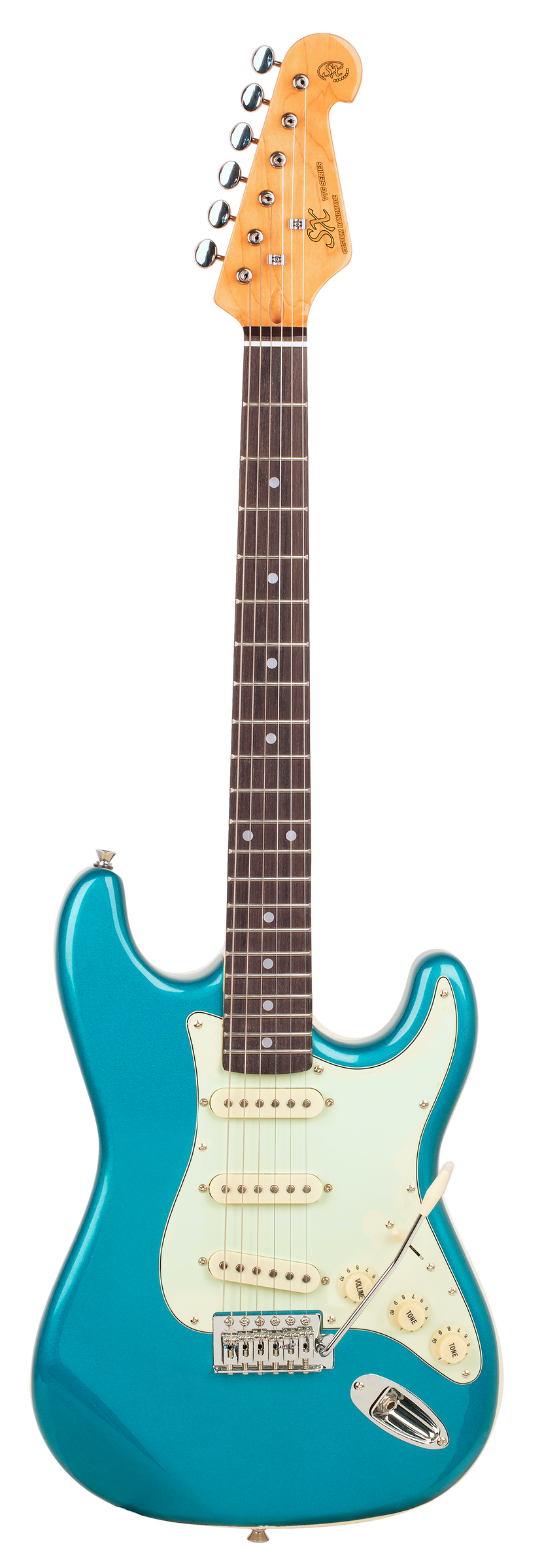 SX VES34LPB - ¾ Size SC Style Guitar Pack – Lake Placid Blue - SX Guitar, SX Heavy Duty Padded Bag, FREE Online Lessons-Buzz Music