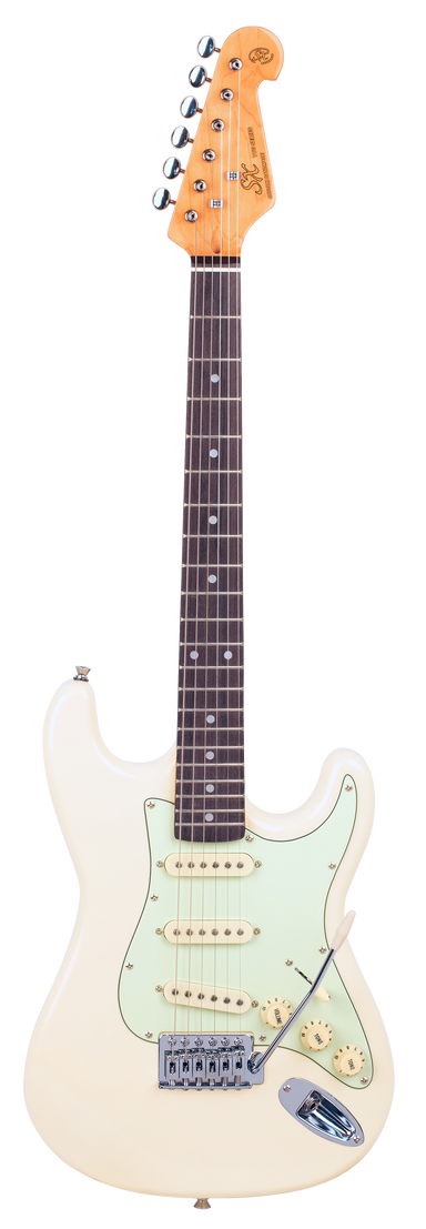 SX VES34VWH - ¾ Size SC Style Guitar Pack – Vintage White - SX Guitar, SX Heavy Duty Padded Bag, FREE Online Lessons-Buzz Music
