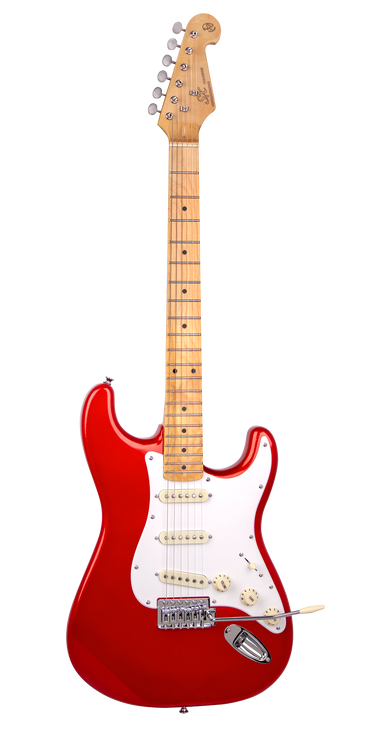 SX VES57CAR - SC Style Guitar Pack – Maple Neck – Candy Apple Red - SX Guitar, SX Heavy Duty Padded Bag, FREE Online Lessons-Buzz Music