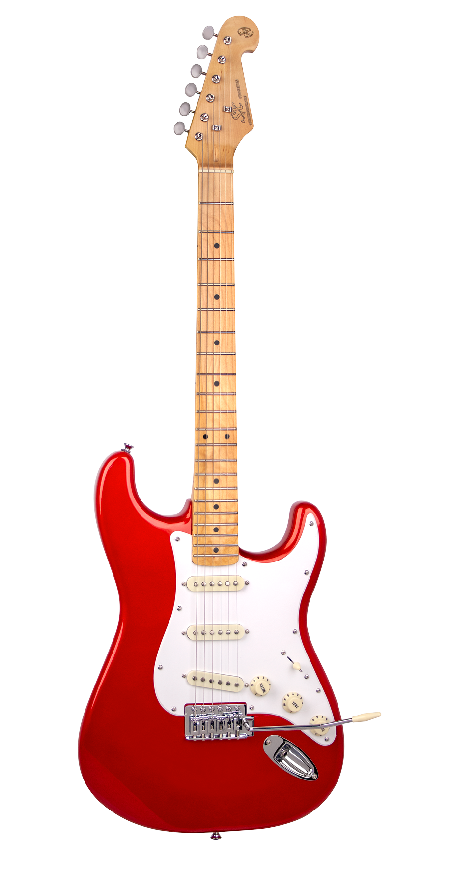 SX VES57CAR - SC Style Guitar Pack – Maple Neck – Candy Apple Red - SX Guitar, SX Heavy Duty Padded Bag, FREE Online Lessons-Buzz Music