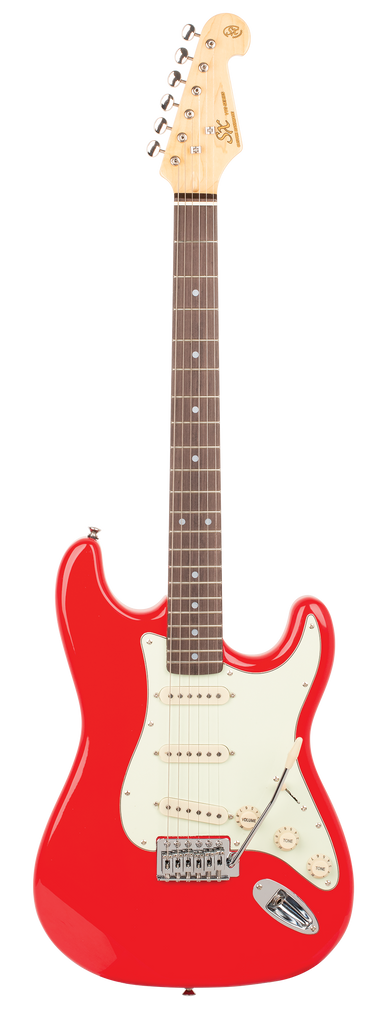 SX VES62FR - SC Style Guitar Pack – Fiesta Red - SX Guitar, SX Heavy Duty Padded Bag, FREE Online Lessons-Buzz Music