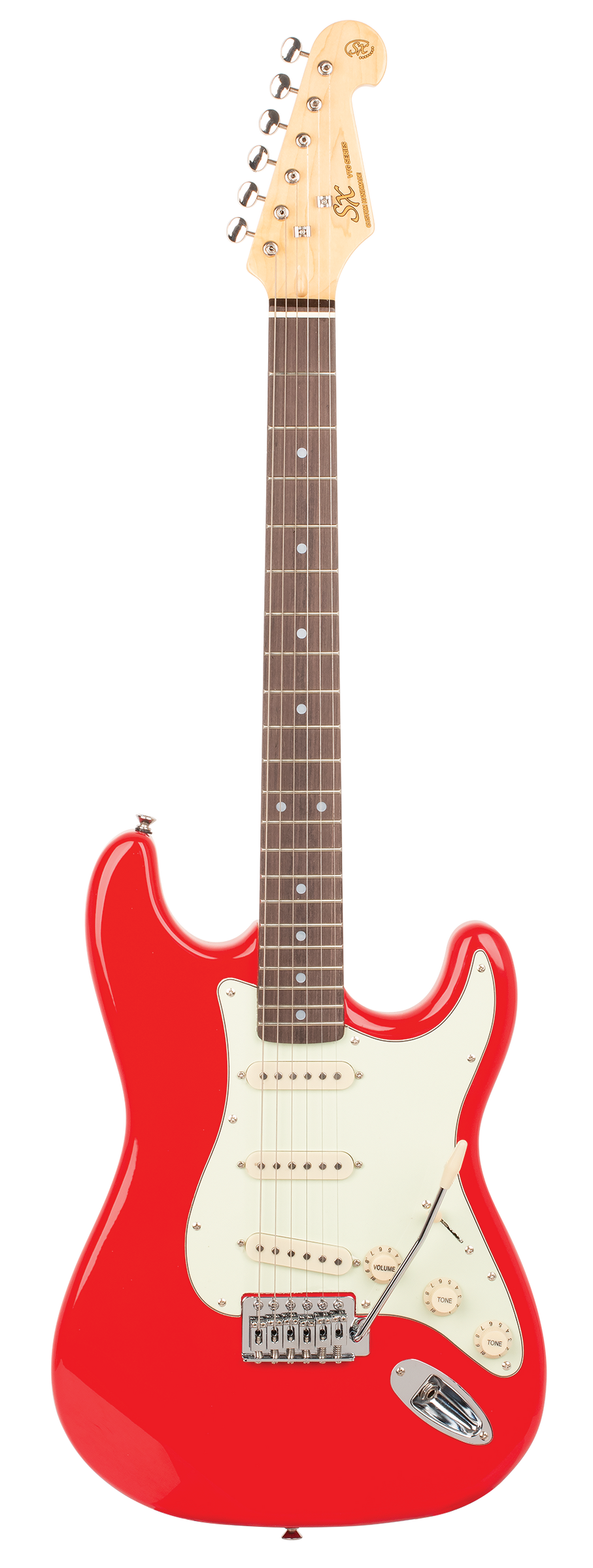 SX VES62FR - SC Style Guitar Pack – Fiesta Red - SX Guitar, SX Heavy Duty Padded Bag, FREE Online Lessons-Buzz Music