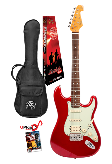 SX VES62HCAR - SC Style Guitar w/Humbucker – Candy Apple Red - SX Guitar, SX Heavy Duty Padded Bag, FREE Online Lessons-Buzz Music